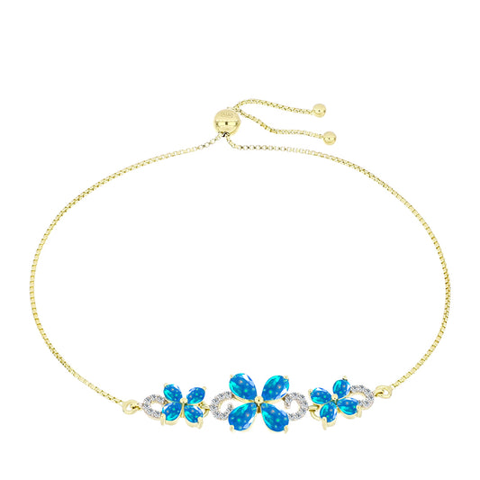 Pozlátený Strieborný Náramok s Etiópskym Paradise Opálom a Bielym Topásom