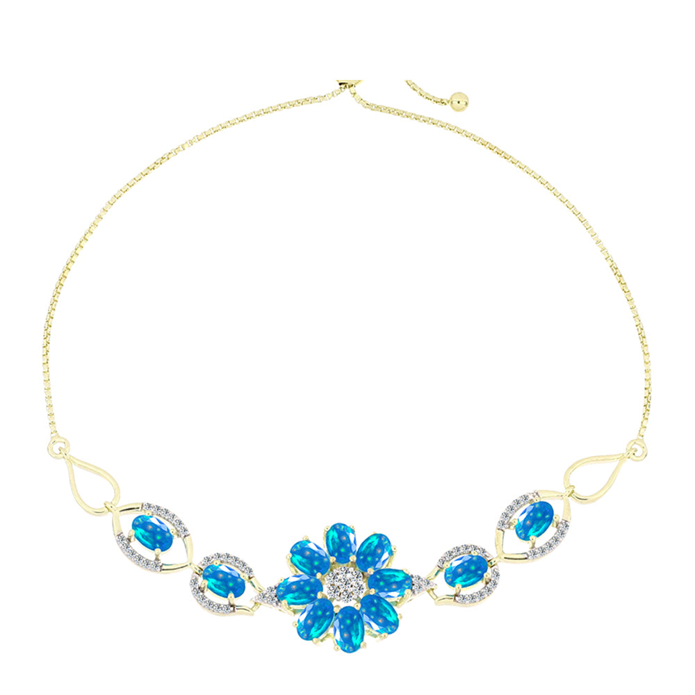 Pozlátený Strieborný Náramok s Etiópskym Paradise Opálom a Bielym Topásom