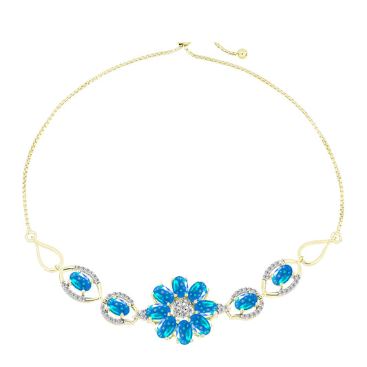 Pozlátený Strieborný Náramok s Etiópskym Paradise Opálom a Bielym Topásom