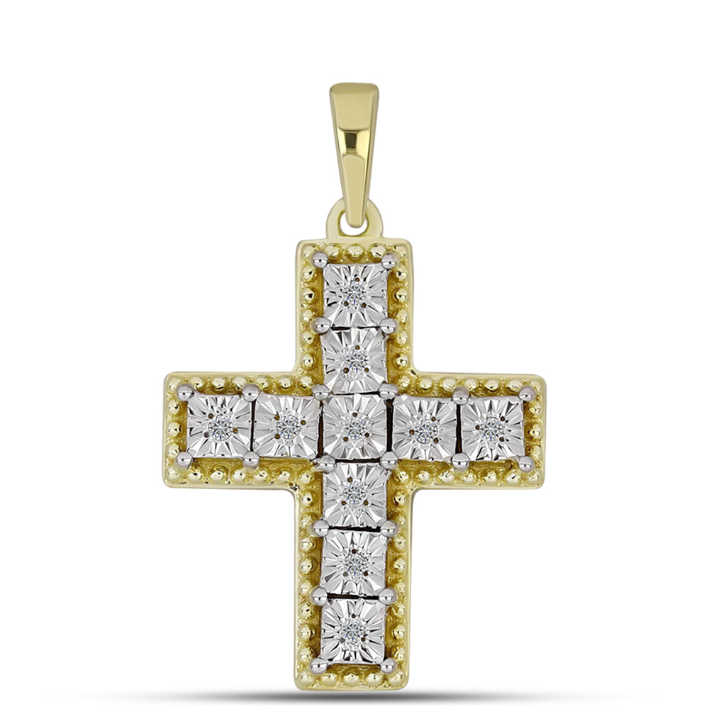 Kríž Pozlátený Strieborný Prívesok s Bielym Diamantom 1 