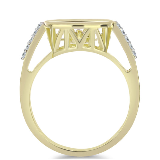 Pozlátený Strieborný Prsteň s Bielym Diamantom a Bielym Topásom