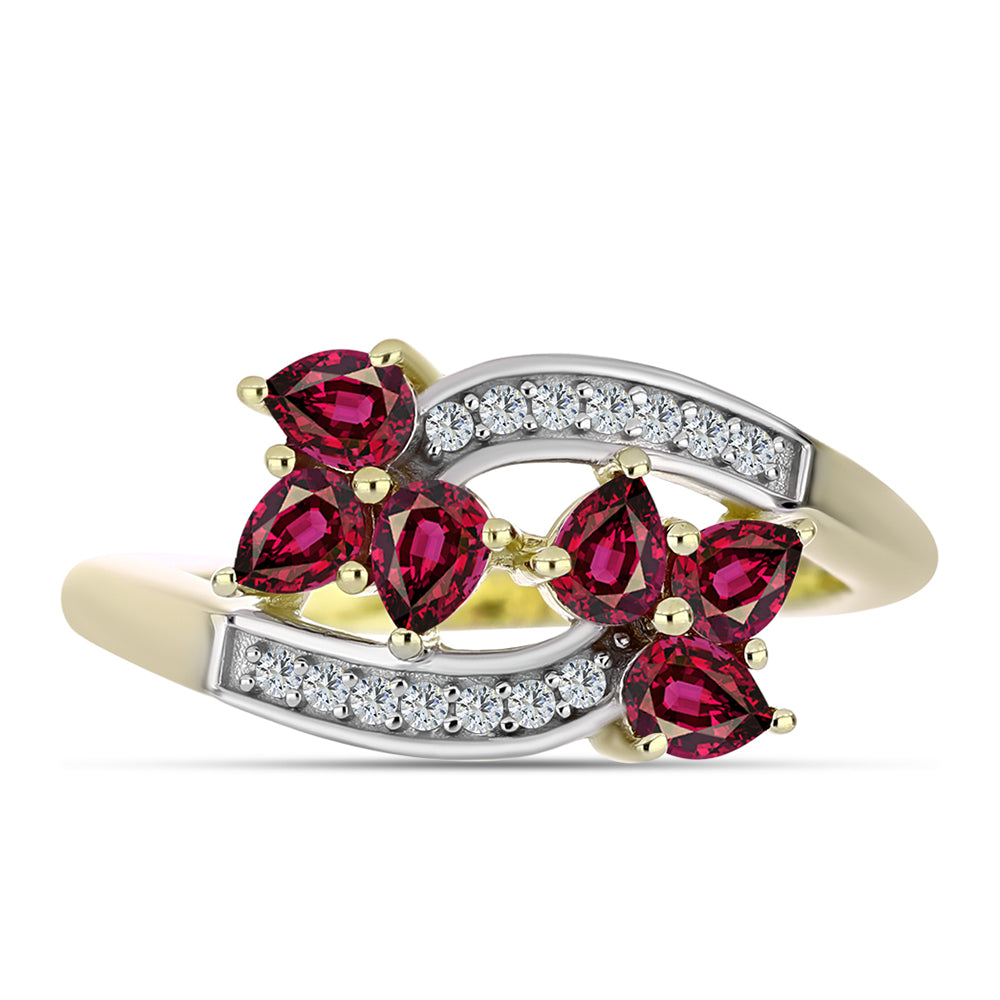 Pozlátený Strieborný Prsteň s Rhodolitovým Granátom a Bielym Topásom 1 
