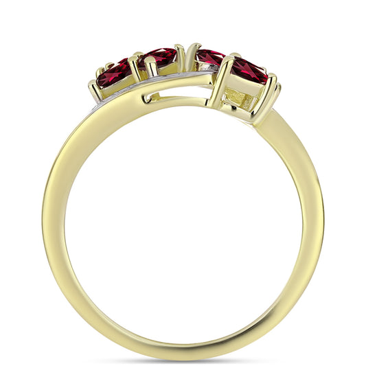 Pozlátený Strieborný Prsteň s Rhodolitovým Granátom a Bielym Topásom