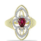 Pozlátený Strieborný Prsteň s Rhodolitovým Granátom a Bielym Topásom