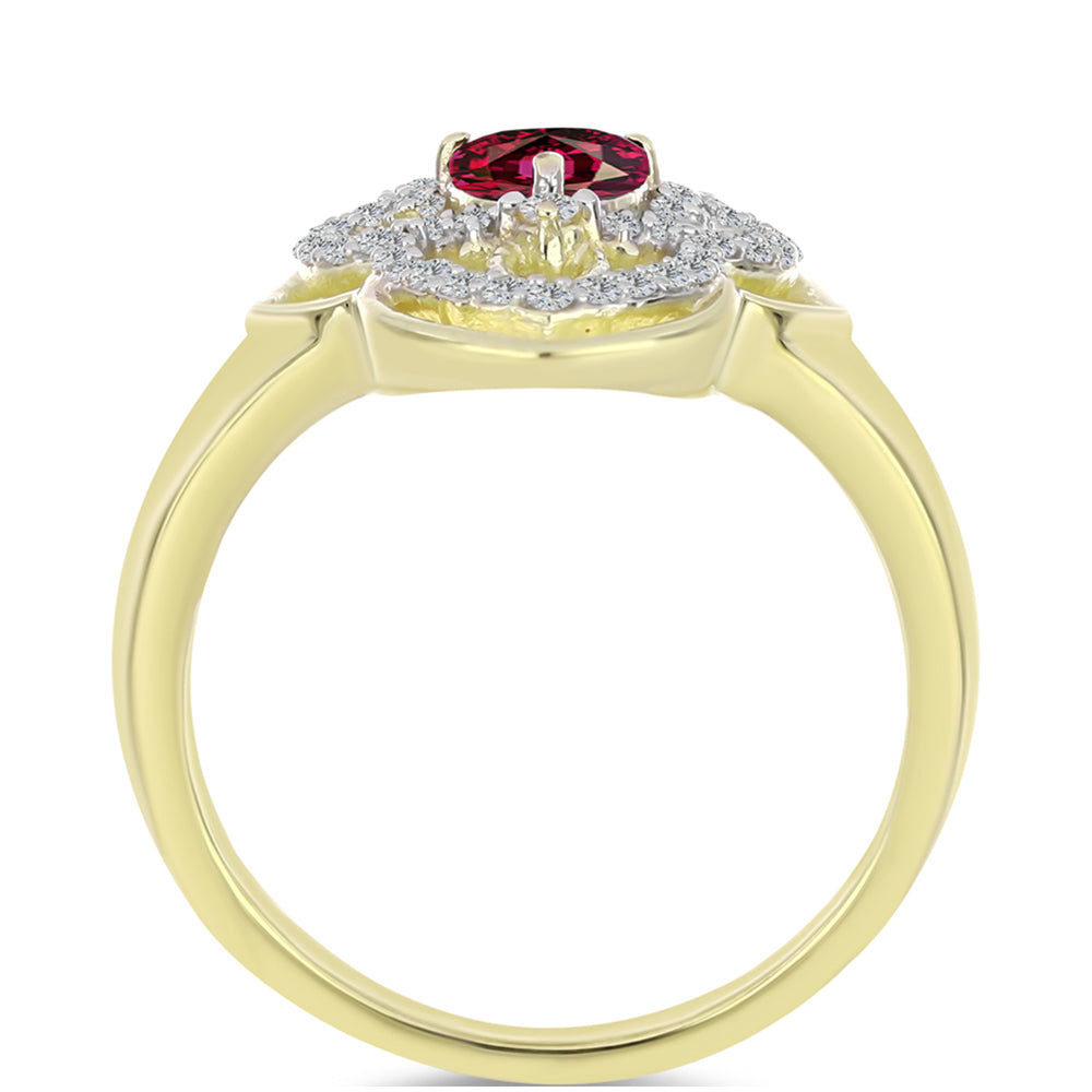 Pozlátený Strieborný Prsteň s Rhodolitovým Granátom a Bielym Topásom