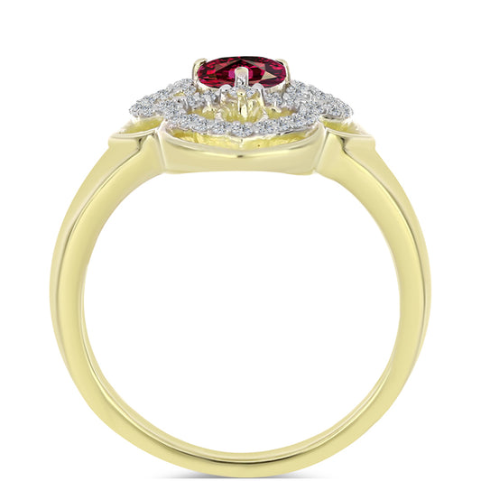 Pozlátený Strieborný Prsteň s Rhodolitovým Granátom a Bielym Topásom