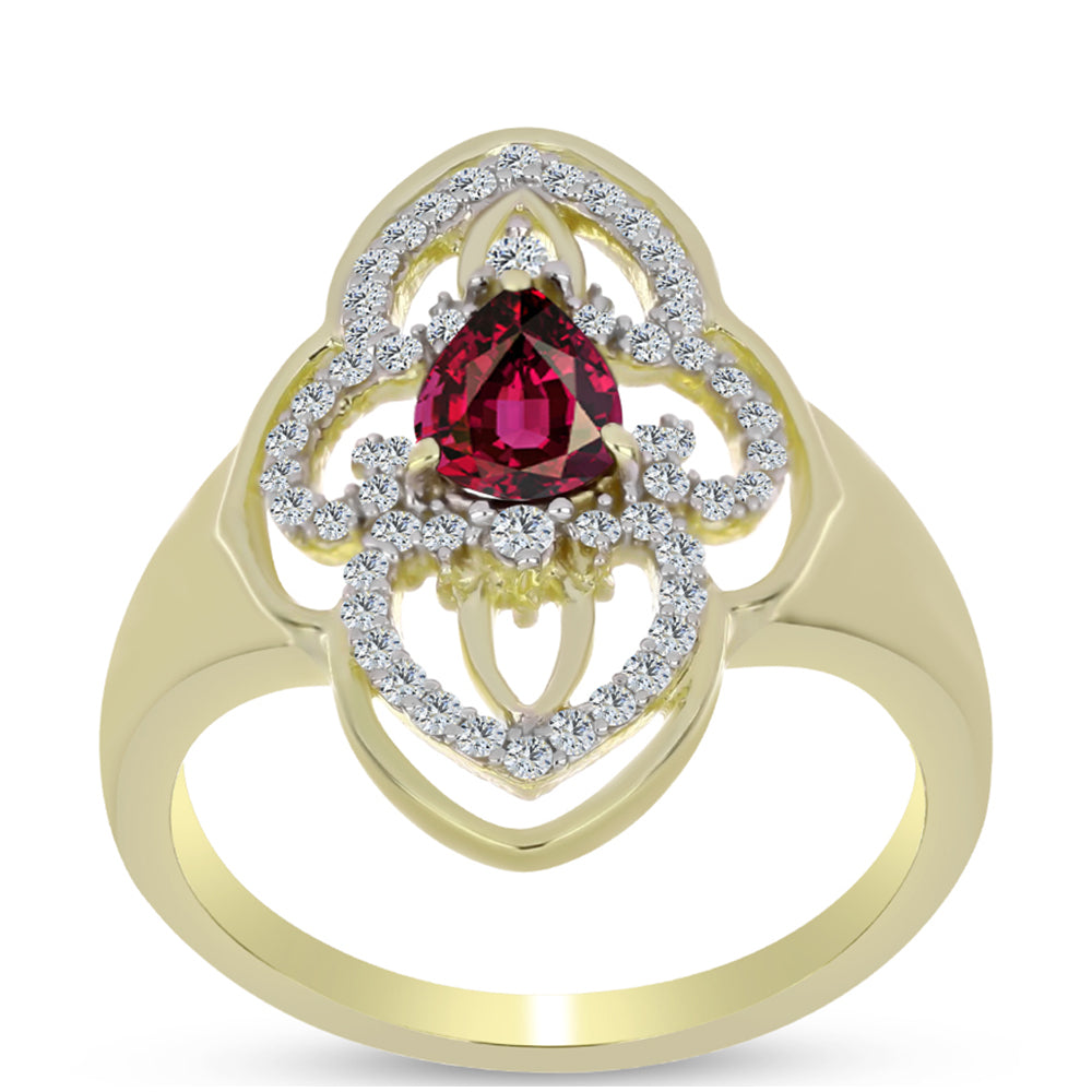 Pozlátený Strieborný Prsteň s Rhodolitovým Granátom a Bielym Topásom 3 