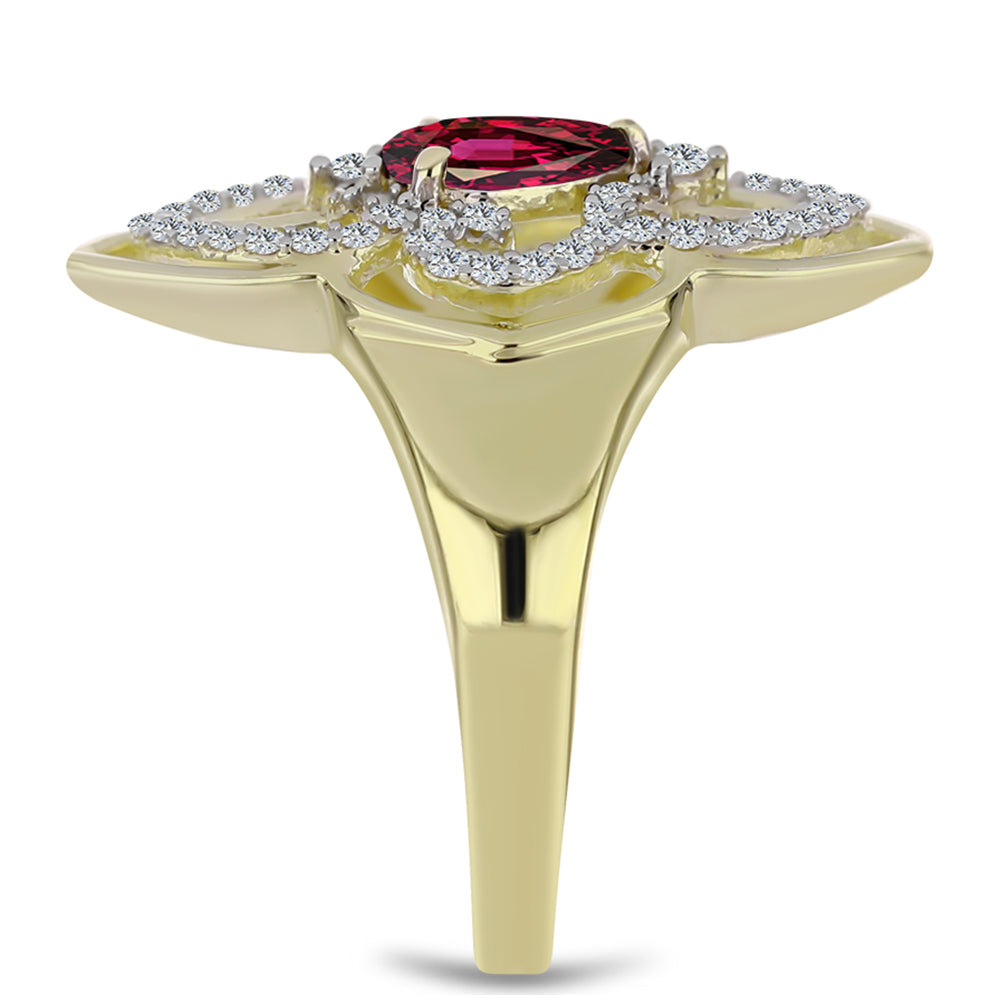 Pozlátený Strieborný Prsteň s Rhodolitovým Granátom a Bielym Topásom