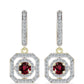 Pozlátené Strieborné Náušnice s Rhodolitovým Granátom a Bielym Topásom