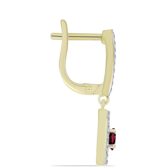 Pozlátené Strieborné Náušnice s Rhodolitovým Granátom a Bielym Topásom