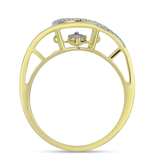 Pozlátený Strieborný Prsteň s Bielym Diamantom a Bielym Topásom