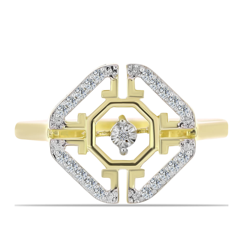 Pozlátený Strieborný Prsteň s Bielym Diamantom a Bielym Topásom 1 