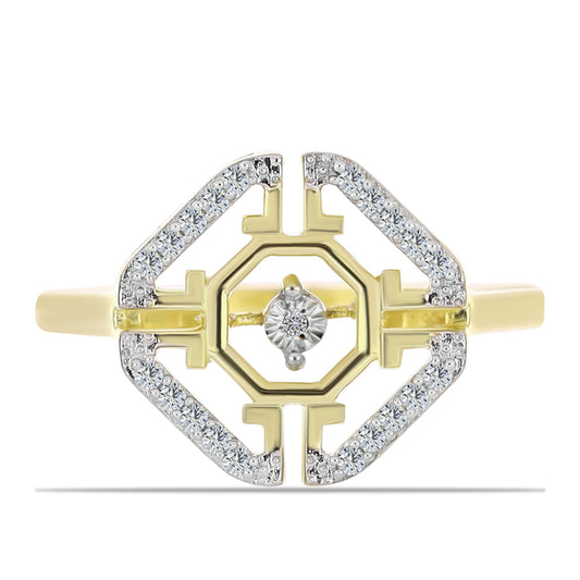 Pozlátený Strieborný Prsteň s Bielym Diamantom a Bielym Topásom