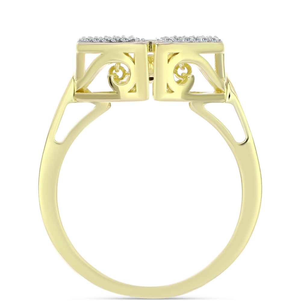 Pozlátený Strieborný Prsteň s Bielym Diamantom a Bielym Topásom 2 