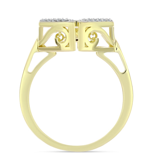 Pozlátený Strieborný Prsteň s Bielym Diamantom a Bielym Topásom