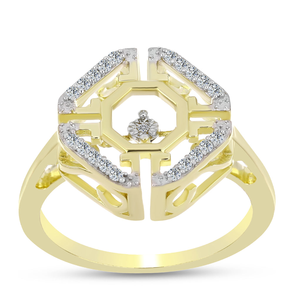 Pozlátený Strieborný Prsteň s Bielym Diamantom a Bielym Topásom 3 