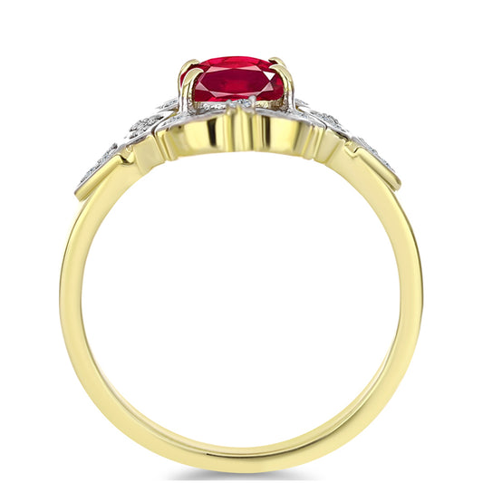 Pozlátený Strieborný Prsteň s Madagaskarským Rubínom a Bielym Topásom