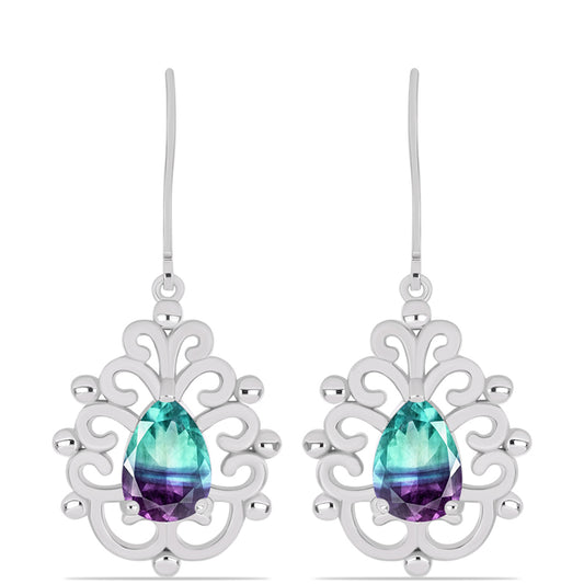 Strieborné Náušnice s so Zebra Fluoritom