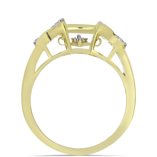 Pozlátený Strieborný Prsteň s Bielym Diamantom a Bielym Topásom