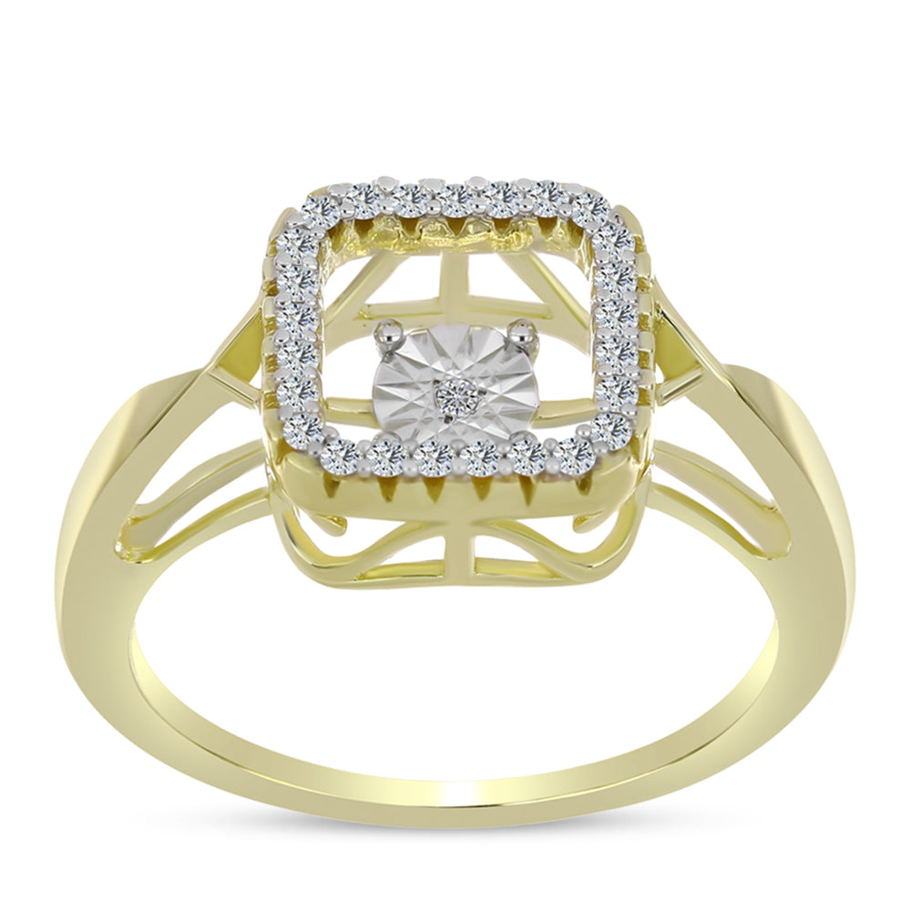 Pozlátený Strieborný Prsteň s Bielym Diamantom a Bielym Topásom 3 