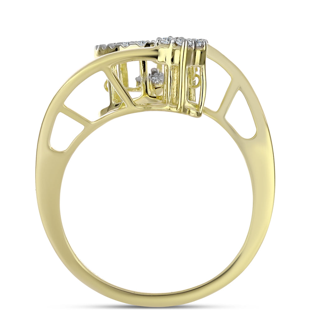 Pozlátený Strieborný Prsteň s Bielym Diamantom a Bielym Topásom 2 