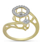 Pozlátený Strieborný Prsteň s Bielym Diamantom a Bielym Topásom