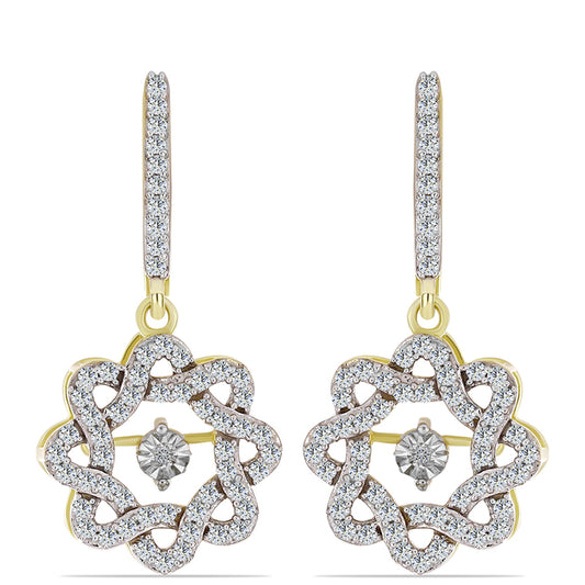 Pozlátené Strieborné Náušnice s Bielym Diamantom a Bielym Topásom