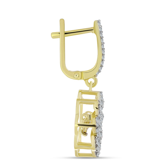 Pozlátené Strieborné Náušnice s Bielym Diamantom a Bielym Topásom