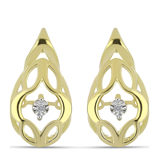 Pozlátené Strieborné Náušnice s Bielym Diamantom