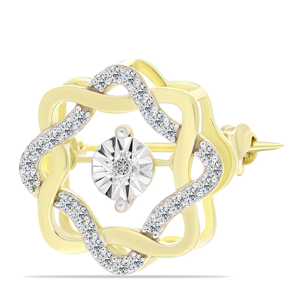 Pozlátený Strieborný Brošňa s Bielym Diamantom a Bielym Topásom 1 