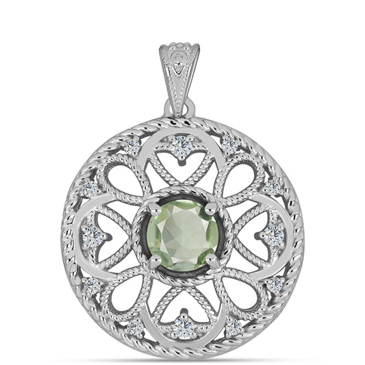 Strieborný Prívesok s so Zeleným Ametystom