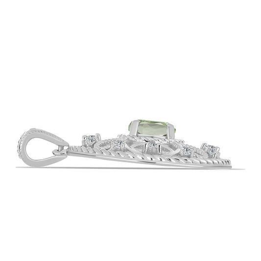 Strieborný Prívesok s so Zeleným Ametystom