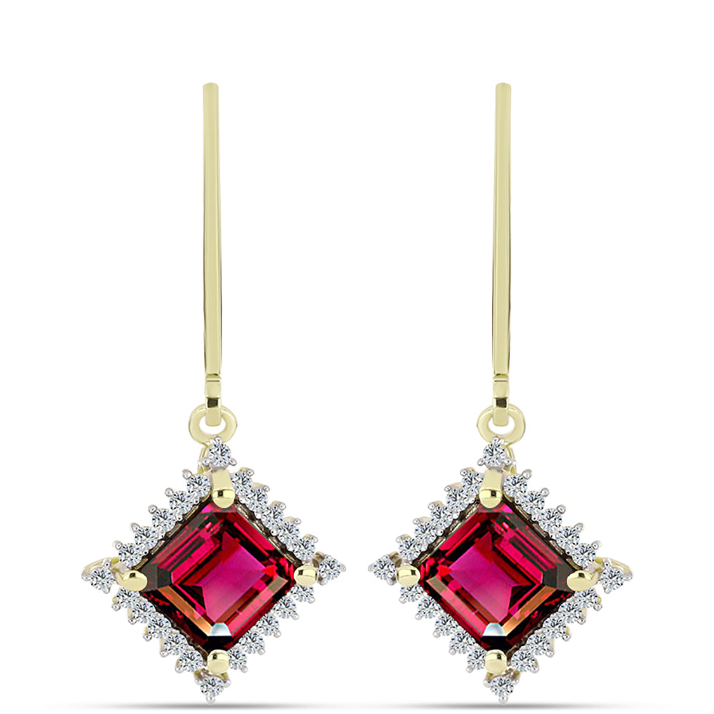 Pozlátené Strieborné Náušnice s Rhodolitovým Granátom a Bielym Topásom