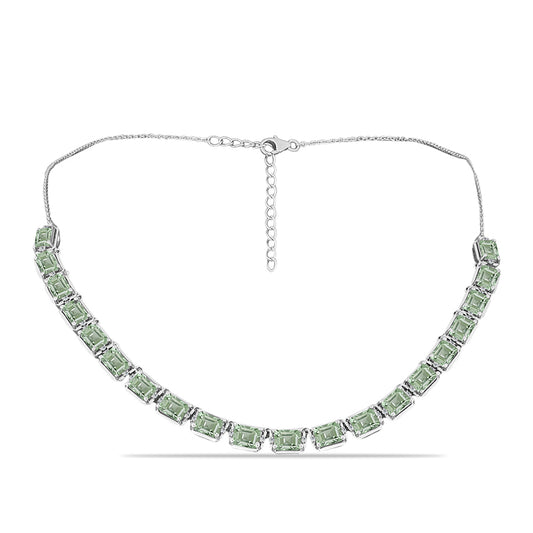 Strieborný Náhrdelník s so Zeleným Ametystom a Bielym Topásom