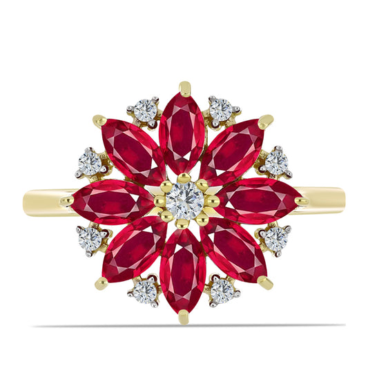 Pozlátený Strieborný Prsteň s Madagaskarským Rubínom a Bielym Topásom