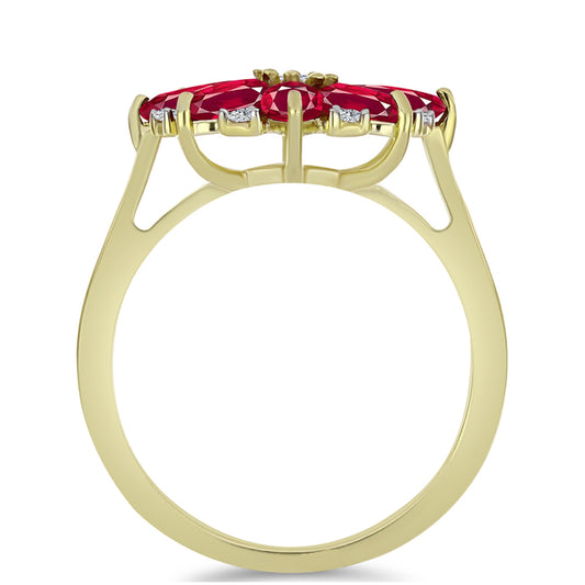 Pozlátený Strieborný Prsteň s Madagaskarským Rubínom a Bielym Topásom