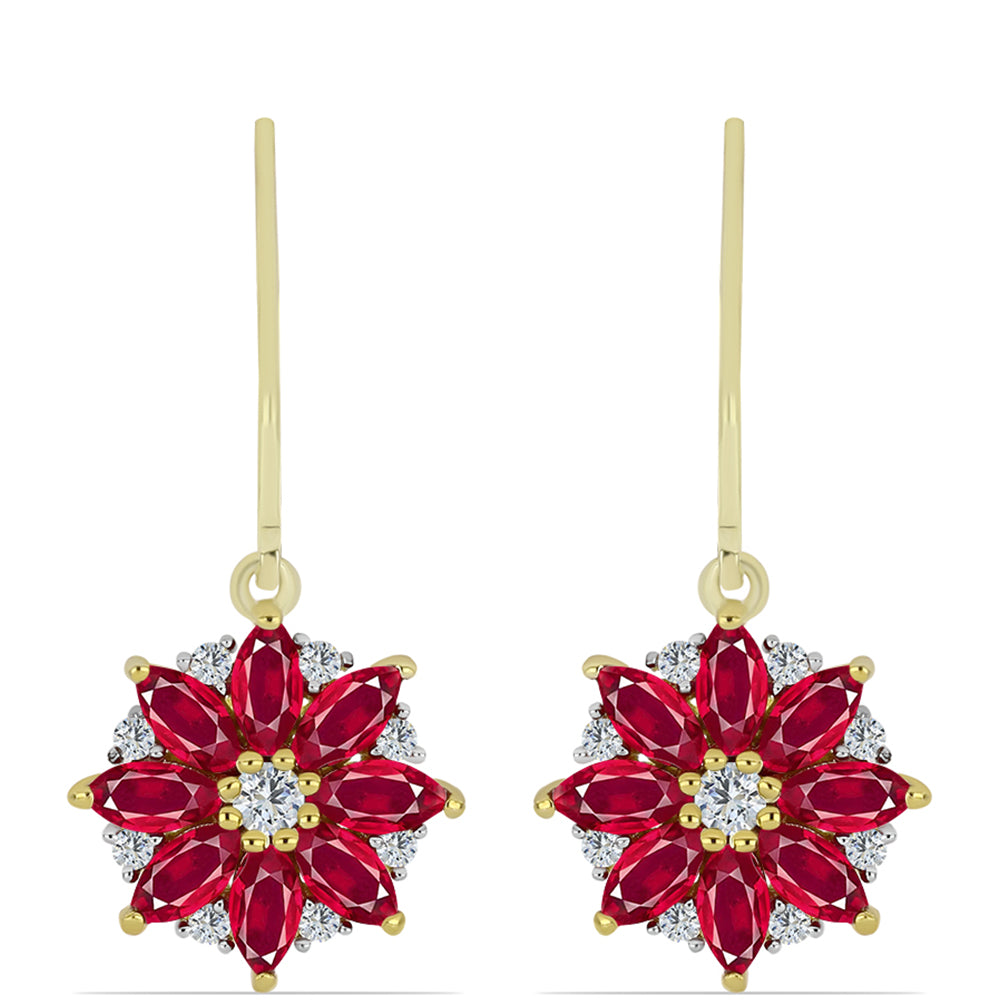 Pozlátené Strieborné Náušnice s Madagaskarským Rubínom a Bielym Topásom 1 