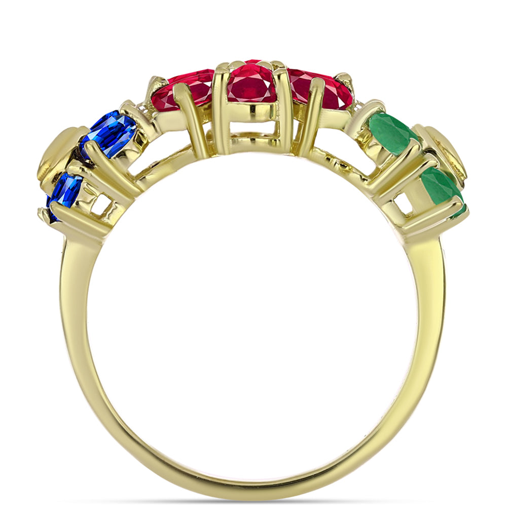 Pozlátený Strieborný Prsteň s Madagaskarským Rubínom a Austrálskym Modrým Zafírom 3 