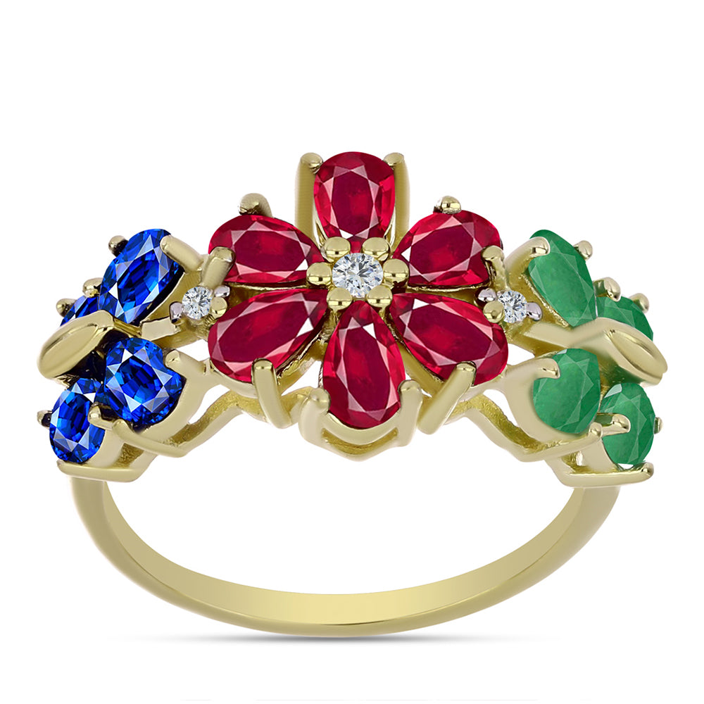 Pozlátený Strieborný Prsteň s Madagaskarským Rubínom a Austrálskym Modrým Zafírom 1 