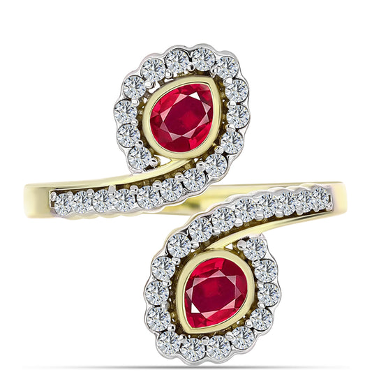 Pozlátený Strieborný Prsteň s Madagaskarským Rubínom a Bielym Topásom