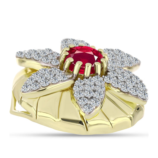 Pozlátený Strieborný Prívesok s Madagaskarským Rubínom a Bielym Topásom