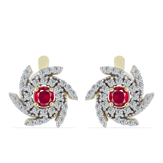 Pozlátené Strieborné Náušnice s Madagaskarským Rubínom a Bielym Topásom