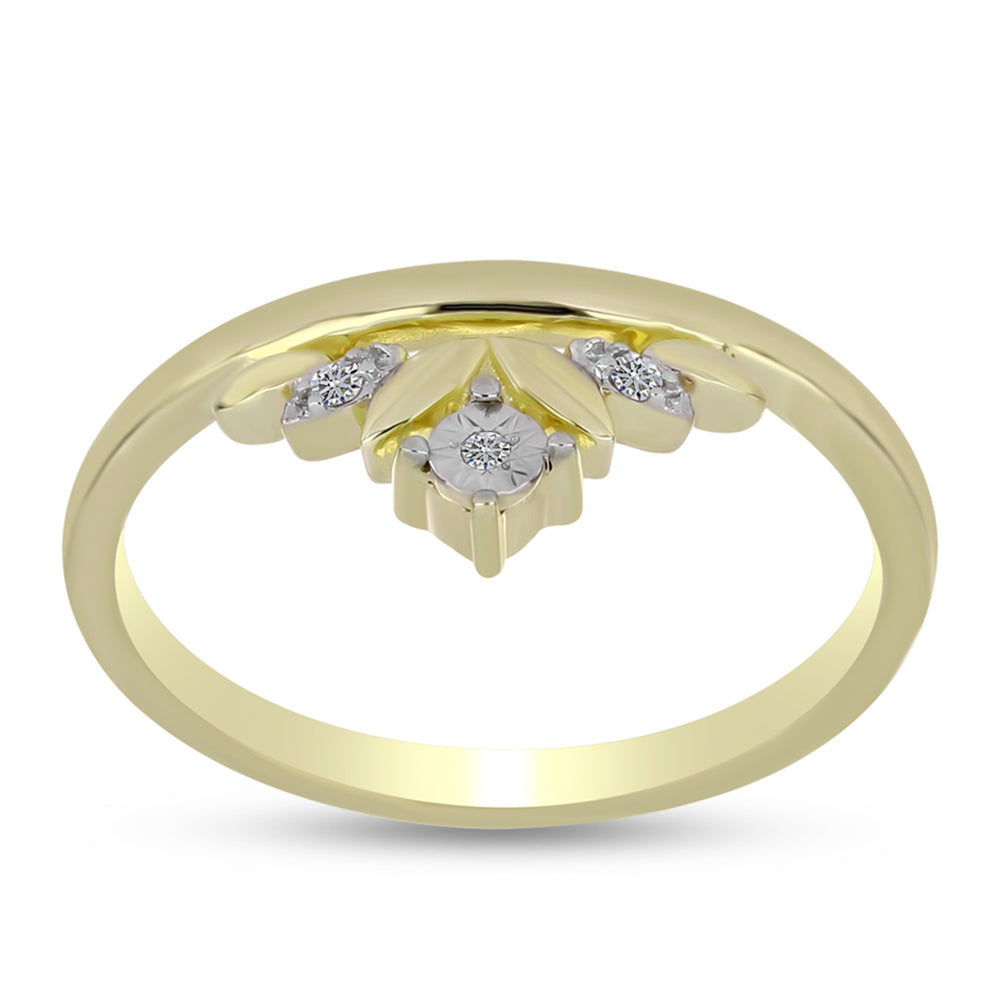 Pozlátený Strieborný Prsteň s Bielym Diamantom