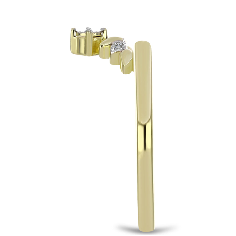 Pozlátený Strieborný Prsteň s Bielym Diamantom