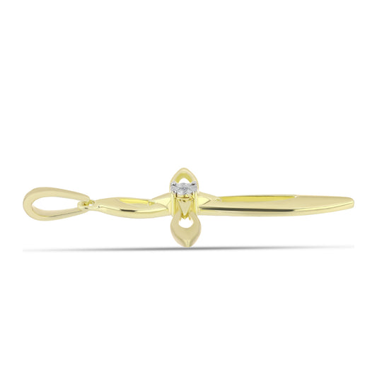 Kríž Pozlátený Strieborný Prívesok s Bielym Diamantom