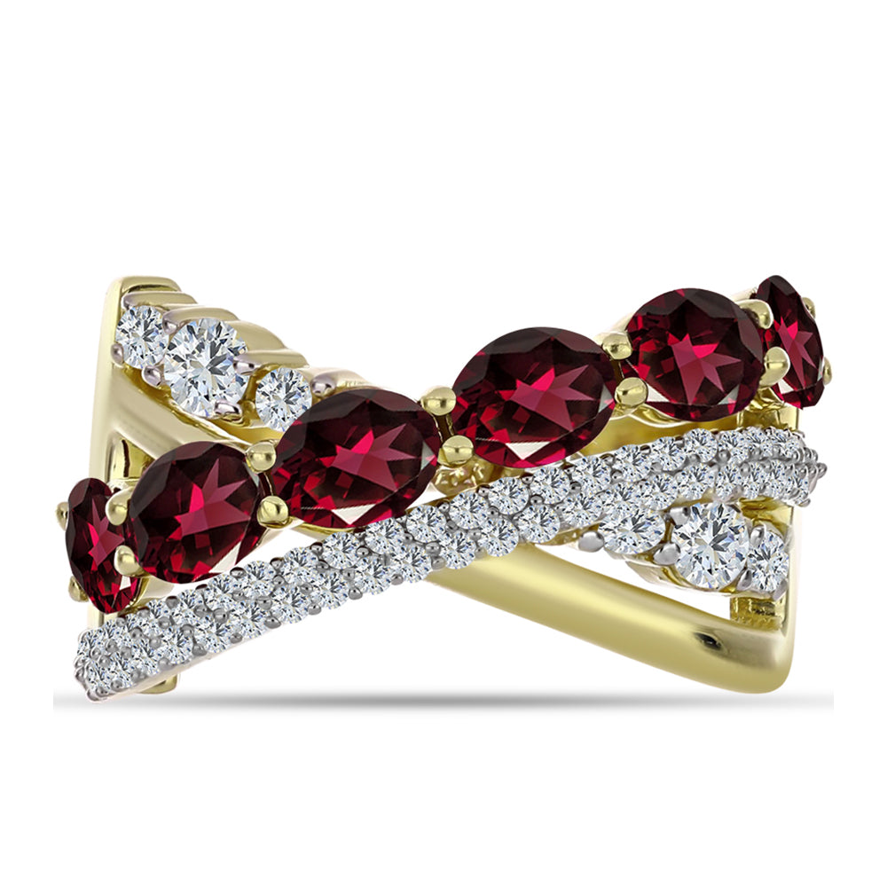 Pozlátený Strieborný Prsteň s Rhodolitovým Granátom a Bielym Topásom 1 