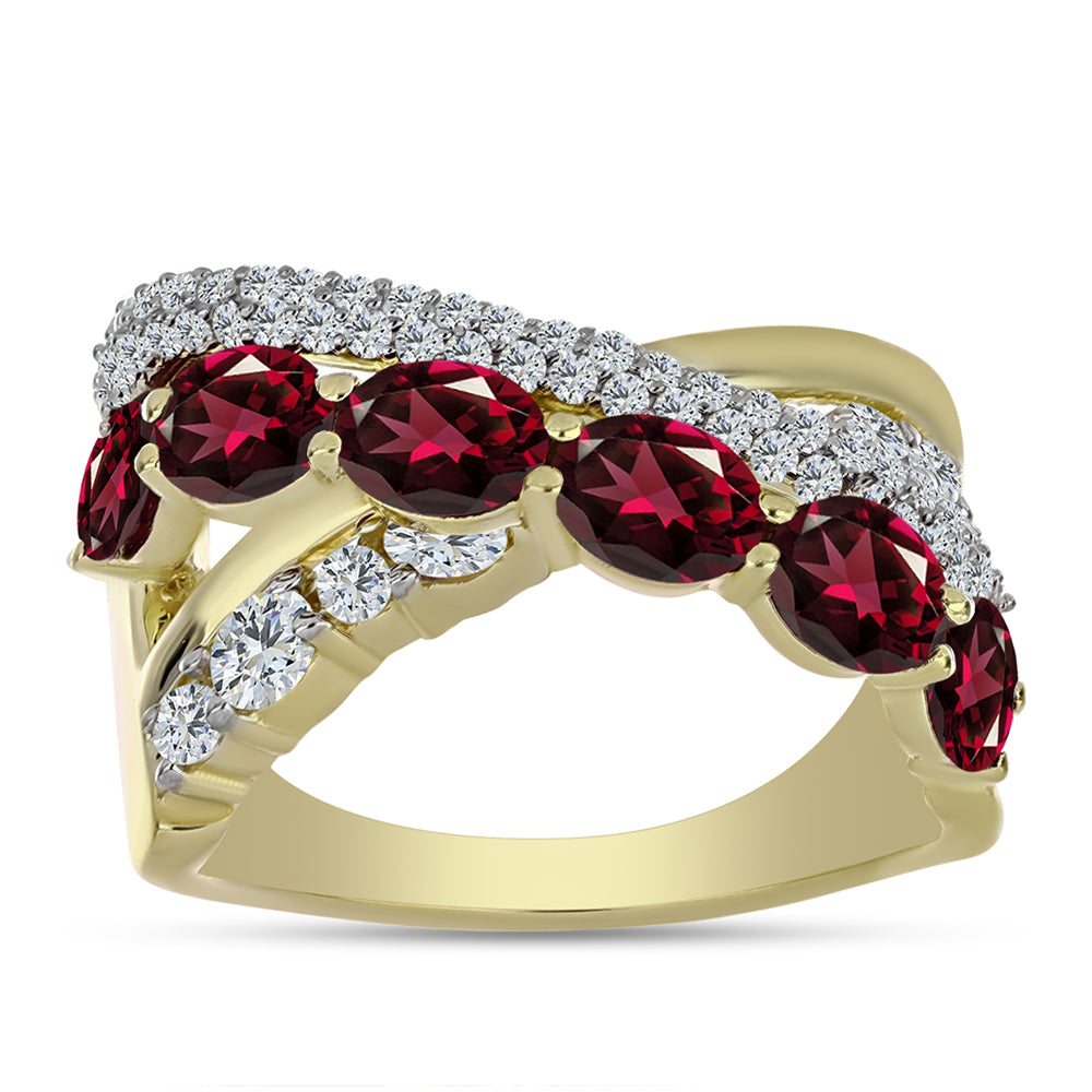 Pozlátený Strieborný Prsteň s Rhodolitovým Granátom a Bielym Topásom