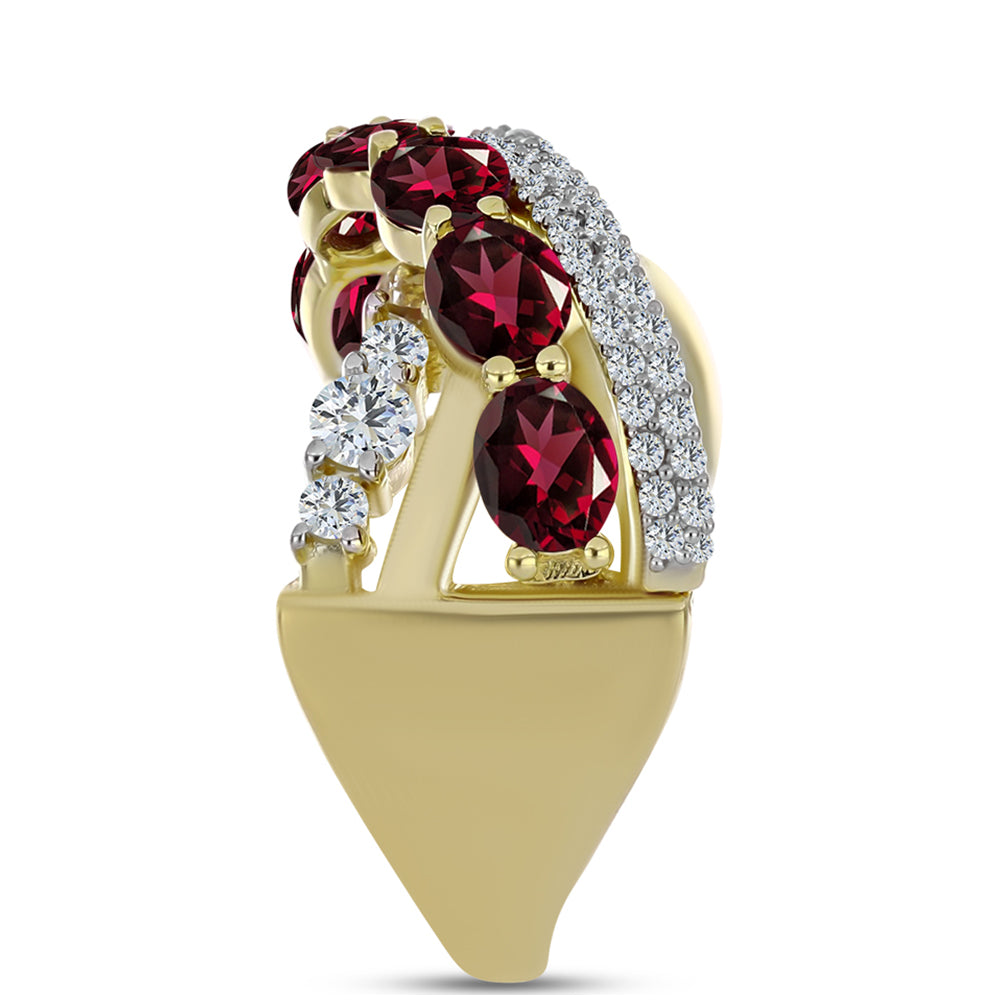 Pozlátený Strieborný Prsteň s Rhodolitovým Granátom a Bielym Topásom 4 