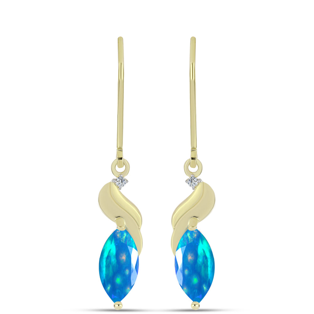 Pozlátené Strieborné Náušnice s Etiópskym Paradise Opálom a Bielym Topásom 1 