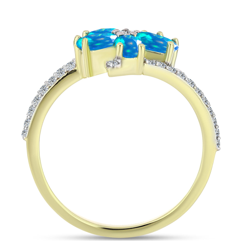 Pozlátený Strieborný Prsteň s Etiópskym Paradise Opálom a Bielym Topásom 2 